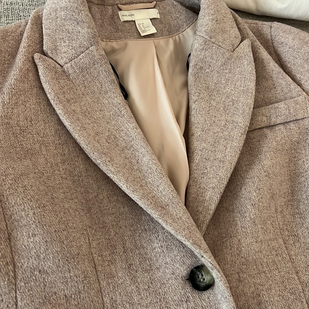 H&M Wool Blend Coat Dusty Pink Grey - Picture 10 of 14